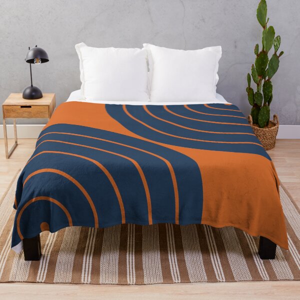 Item preview, Midcentury Modern Geometric Rainbow XXIa in Navy Blue and Orange designed and sold by nineFlorals.