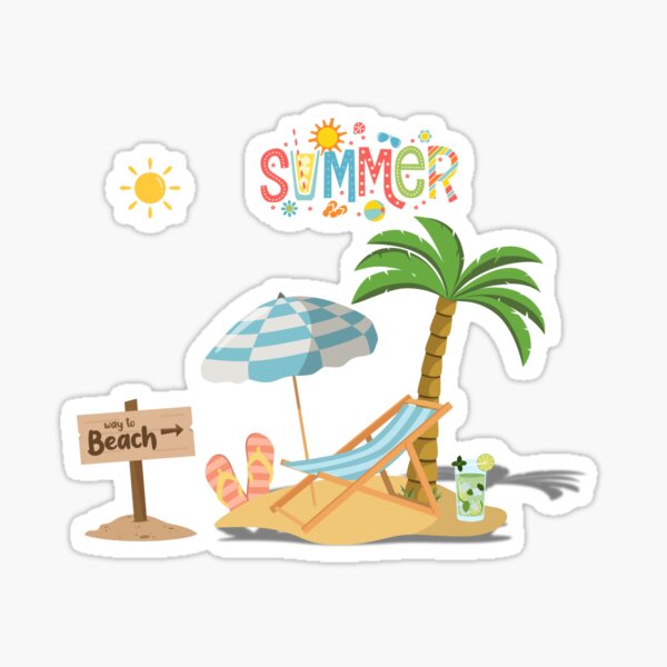 Summer Beach Vibes – Relaxing Tropical Vacation T-Shirt Sticker