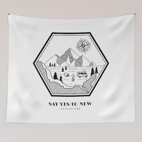 Item preview, Camping in the Wild – Retro Nature Adventure Scene designed and sold by Tenebris Ink.