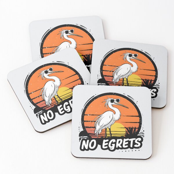 Item preview, No Egrets – Cool Egret Pun Design designed and sold by Jollys-ArtShop.