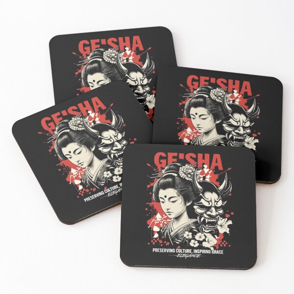 Item preview, Contrasting Geisha and Hannya Mask in Bold Vintage Design – Striking Japanese Aesthetic designed and sold by Colorful-Garden.