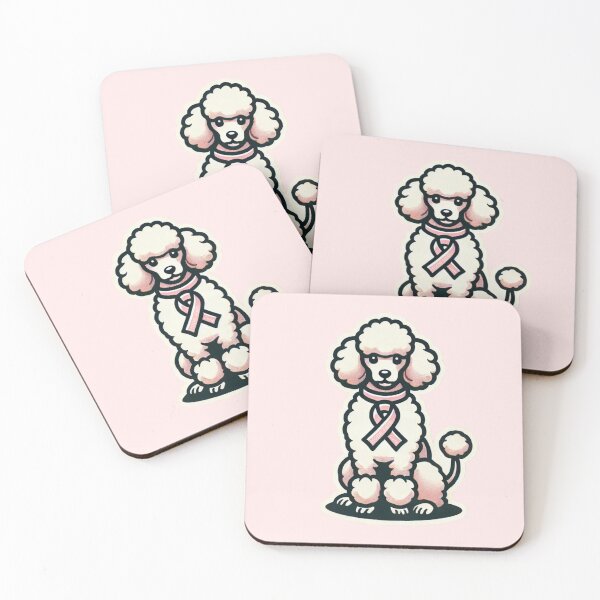 Item preview, Poodle Dog With Pink Awareness Ribbon designed and sold by HealthCoreCommunity.