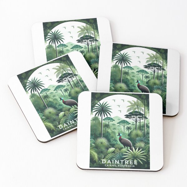 Item preview, Retro Vintage Travel Poster - Daintree Rainforest - Cairns Australia with Cassowary designed and sold by pod24.