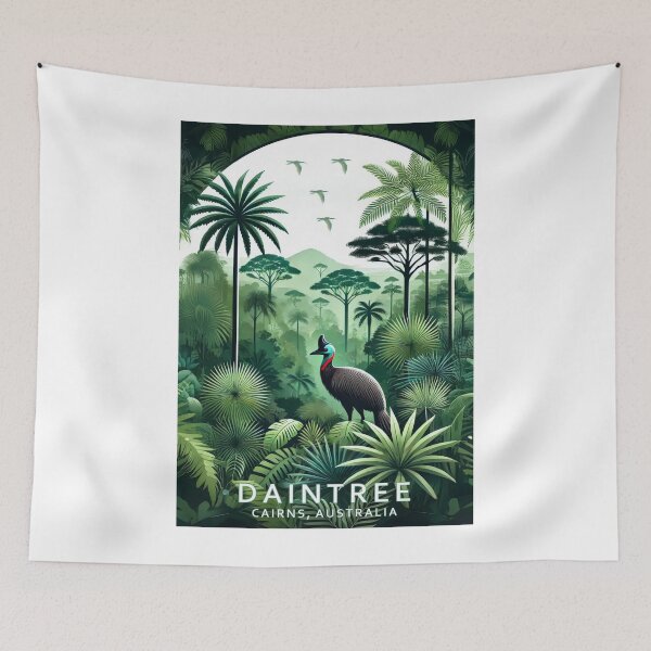 Item preview, Retro Vintage Travel Poster - Daintree Rainforest - Cairns Australia with Cassowary designed and sold by pod24.