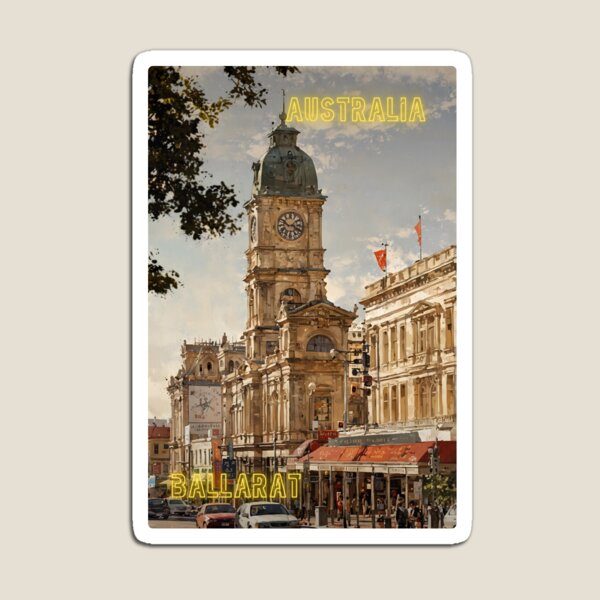 Item preview, Ballarat Australia Cityscape Sticker – Vintage Travel Art Design designed and sold by twentytwo ART souvenir designs.