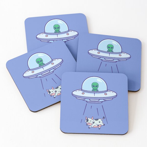Item preview, An aliens catch a cow through a flying saucer glow designed and sold by alvariski.