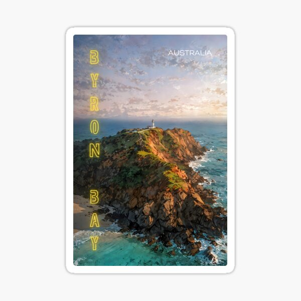Item preview, Byron Bay Lighthouse Sticker – Iconic Australian Coastal Landmark Art designed and sold by twentytwo ART souvenir designs.