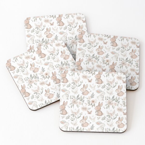 Item preview, cute whimsical pastel coloured bunnies designed and sold by PoppyLaneStudio.