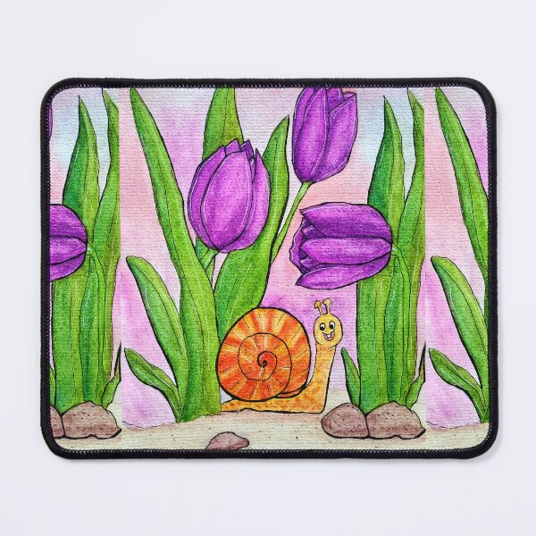 Item preview, Cute snail and tulips designed and sold by Paintedhues.