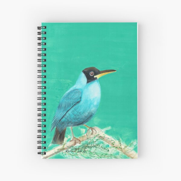 Aperçu de l'œuvre Oiseau bleu sur une branche – Art animalier peint à la main créée et vendue par TinyAura.