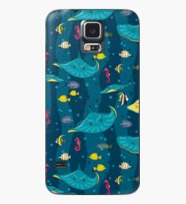 Decorative seamless pattern with sea fish on blue background. Case/Skin for Samsung Galaxy