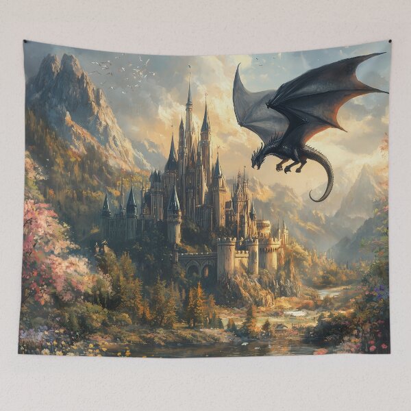 Item preview, Dragon's Flight Over the Enchanted Castle designed and sold by Spiritveil.