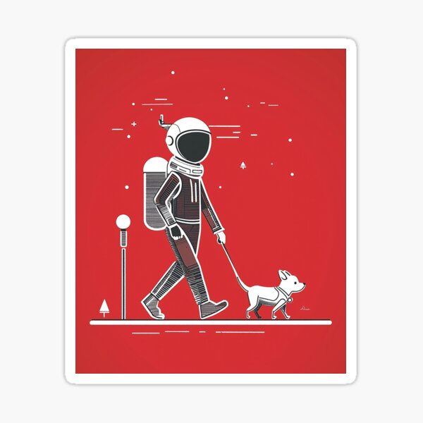 Item preview, Galactic Stroll – Astronaut Walking Dog in Space Art Print  designed and sold by RSpectrum Studio.