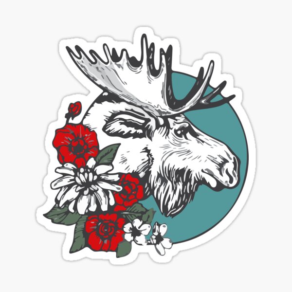 Aperçu de l'œuvre Majestueux élan canadien avec fleurs sauvages créée et vendue par Silvered-Wings.