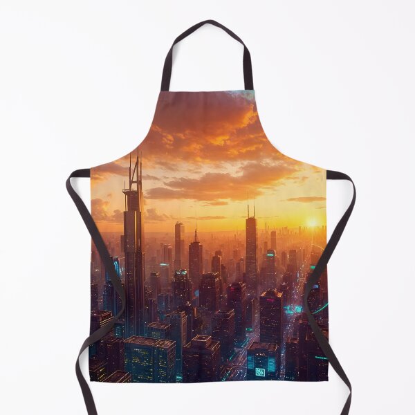 Item preview, Futuristic Cyberpunk Cityscape In Spring Sunset designed and sold by Ink Art Design.