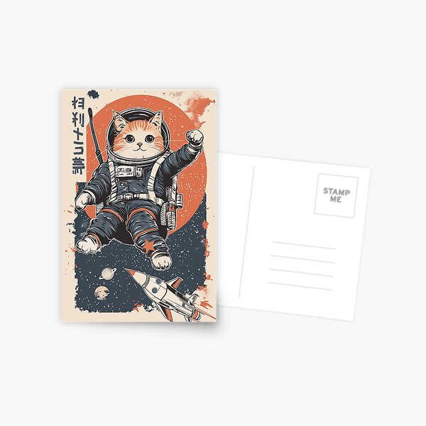 Item preview, Astronaut Cat Floating in Space – Retro Sci-Fi Space Illustration designed and sold by DiShepherd.
