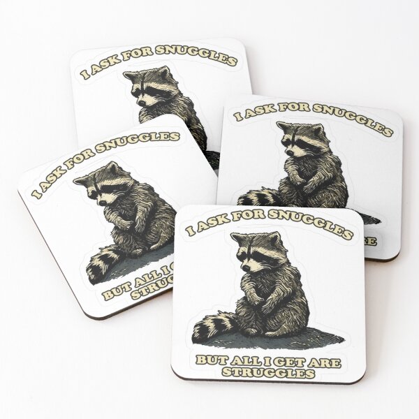 Item preview, Raccoon Snuggles vs. Struggles Sticker designed and sold by JossDesign15.