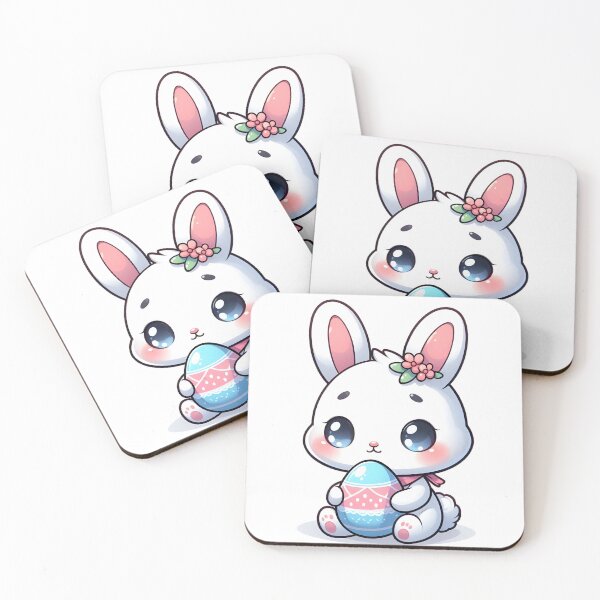 Item preview, Cute Kawaii White Easter Bunny designed and sold by AnmitsuArt.