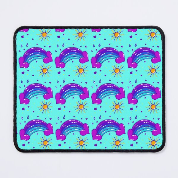 Item preview, Rainbow sun rain hearts repeating pattern designed and sold by Manacraftoon.