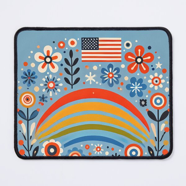 Item preview, Scandinavian Folk Art Rainbow – Joyful, Patriotic, Red, White and Blue by heidiannemorris designed and sold by FOLK ART FUSION by heidiannemorris.
