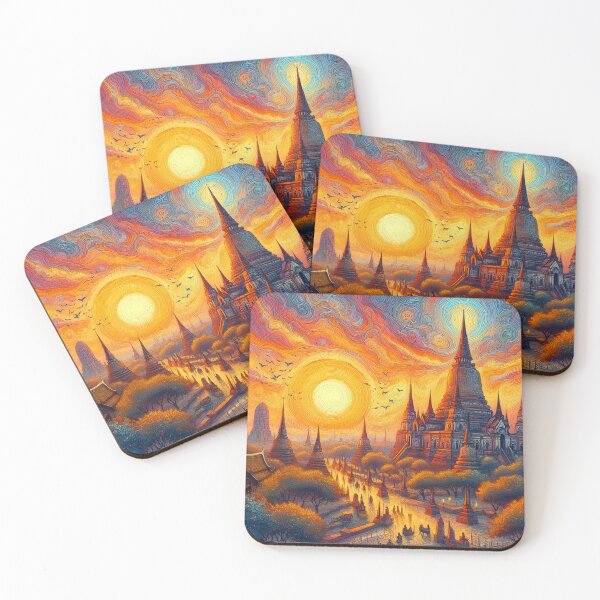 Item preview, Ancient Thai Temple With Sunset designed and sold by PixelStoneDesign .