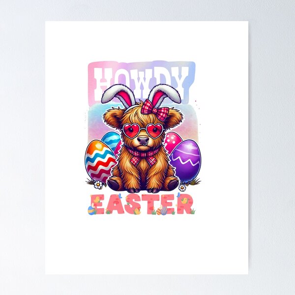 Howdy Easter Puppy – Cute Dog with Bunny Ears T-Shirt Poster
