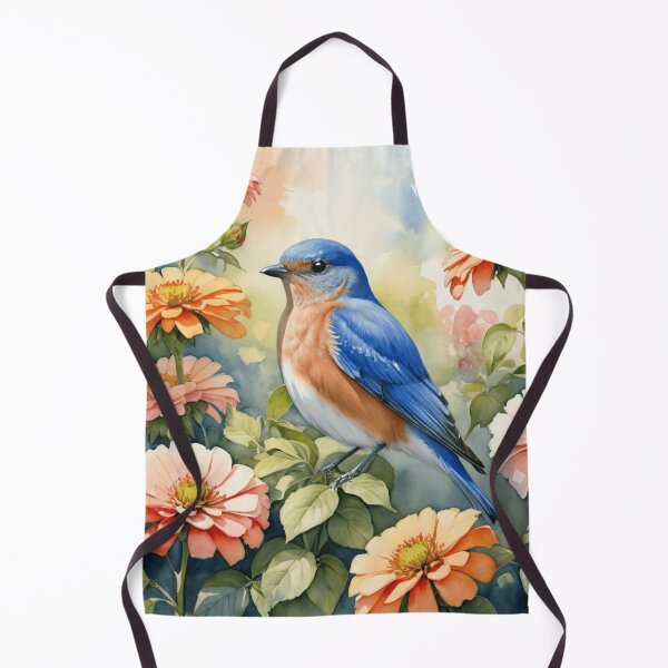 Item preview, Eastern Bluebird Among Vibrant Zinnias designed and sold by WaterBirdArt.