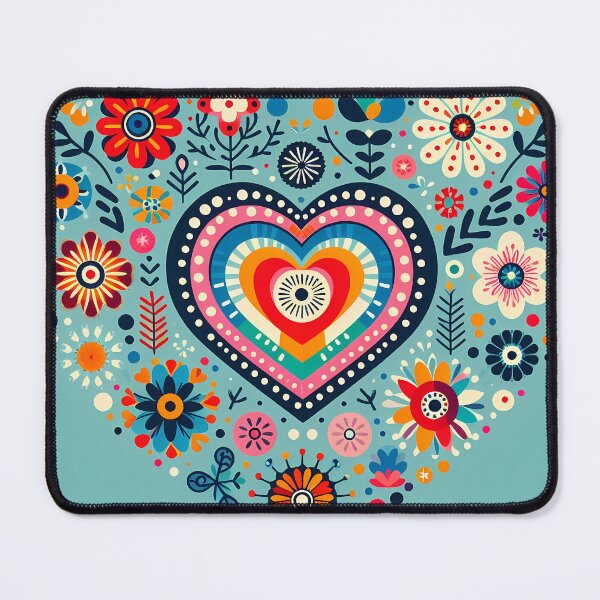 Item preview, Scandinavian Folk Art Heart – Blue, Red, and Yellow, Love and Joy by heidiannemorris designed and sold by FOLK ART FUSION by heidiannemorris.