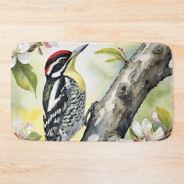 Item preview, Yellow-Bellied Sapsucker in Blooming Orchard designed and sold by WaterBirdArt.