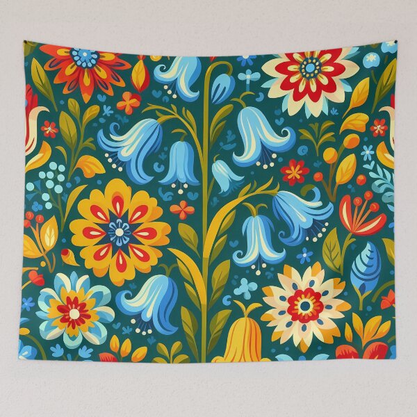 Item preview, Scandinavian Folk Art Flowers – Bluebell, Daisy, and Marigold, Nature and Joy by heidiannemorris designed and sold by FOLK ART FUSION by heidiannemorris.