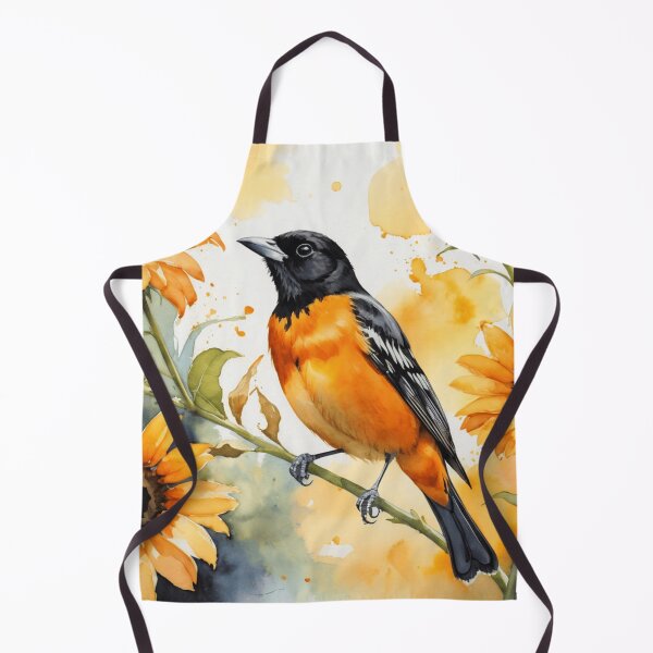 Item preview, Baltimore Oriole on a Sunflower Stem designed and sold by WaterBirdArt.