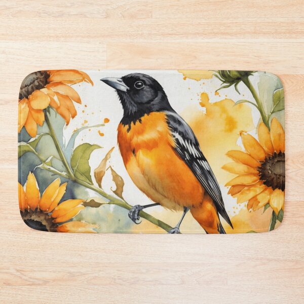Item preview, Baltimore Oriole on a Sunflower Stem designed and sold by WaterBirdArt.
