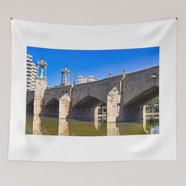 Item preview, Pont del Mar pedestrian stone bridge in Valencia, summertime designed and sold by goceris.