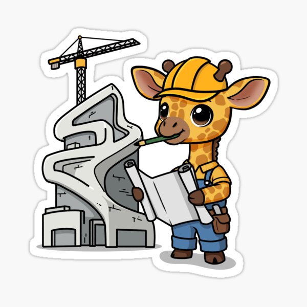 Item preview, Giraffe Architect with Blueprint, Animal job designed and sold by DigiFoii.