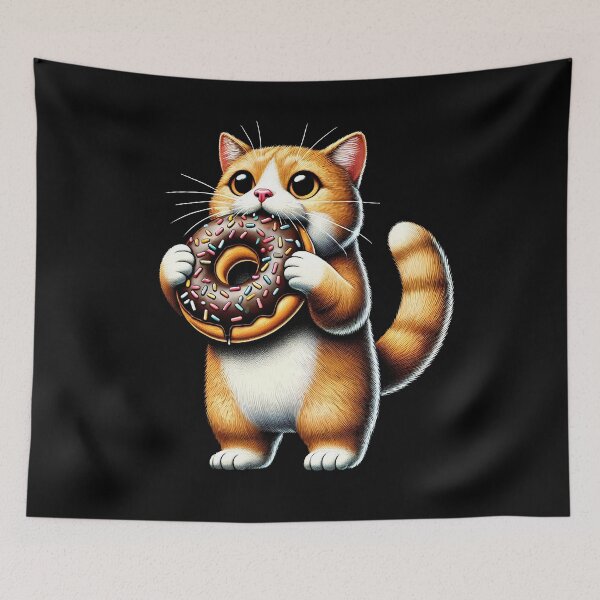 Item preview, Cat Eating Donut Kitten Donut Lover designed and sold by Kimberley King Art  King Art.