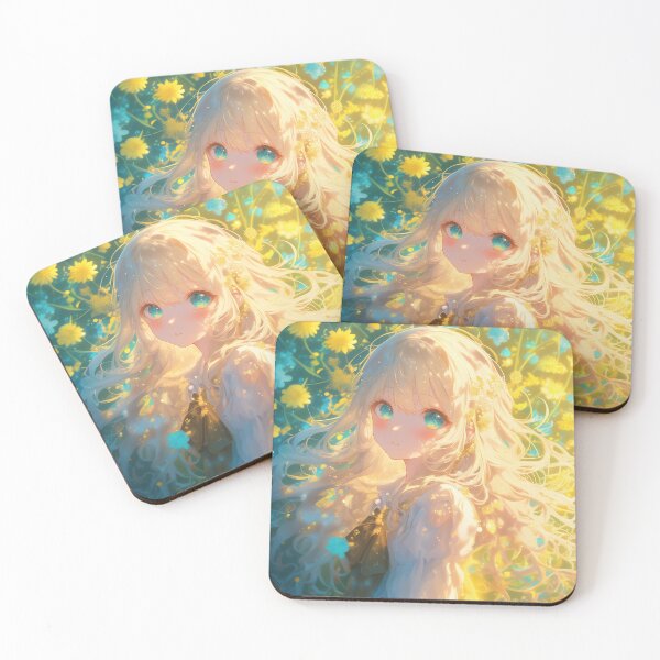 Item preview, Radiant Anime Girl in a Golden Floral Glow – Dreamy Fantasy Art designed and sold by Kawai Anime Shop.