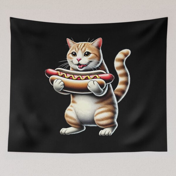 Item preview, Cat Eating Hotdog Kitten Hotdog Lover designed and sold by Kimberley King Art  King Art.