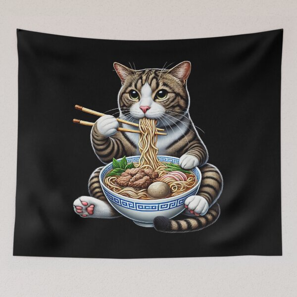 Item preview, Cat Eating Pho Kitten Pho Vietnamese Food Noodle Lover designed and sold by Kimberley King Art  King Art.