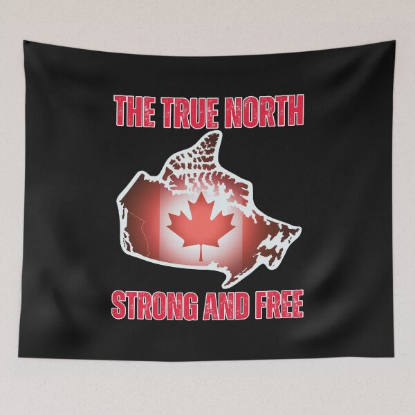 Item preview, The True North Strong:  Patriotic Canada Map Art With Maple Leaf designed and sold by elynne9.