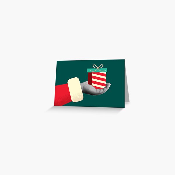 Item preview, Collage style Santa Claus hand holding a Christmas Gift Box designed and sold by Jdawnink.