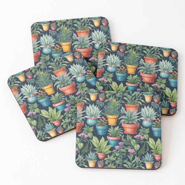 Item preview, House Plants And Flowering Container Plants On A Black Background designed and sold by CarrollGene.