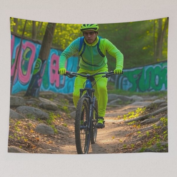 Item preview, Green MTB Shredder Tearing Through the Forest designed and sold by GrizzlyCollective.