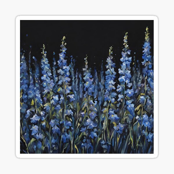 Item preview, Larkspur Delphinium Confetti Flower Field in an Impressionist Acrylic Style designed and sold by Happy Dog Doodles.