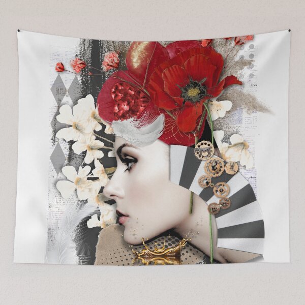 Item preview, Black, White & Red Poppy Collage designed and sold by  Designs by Nikki-Louise.