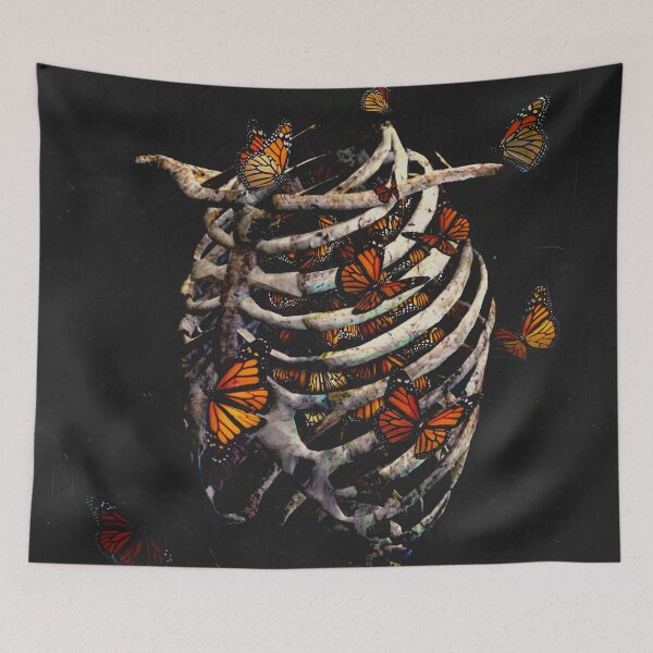 Item preview, Eclipsed Flight Within: Surreal Digital Artwork of Butterflies Encased in a Ribcage designed and sold by seamless.