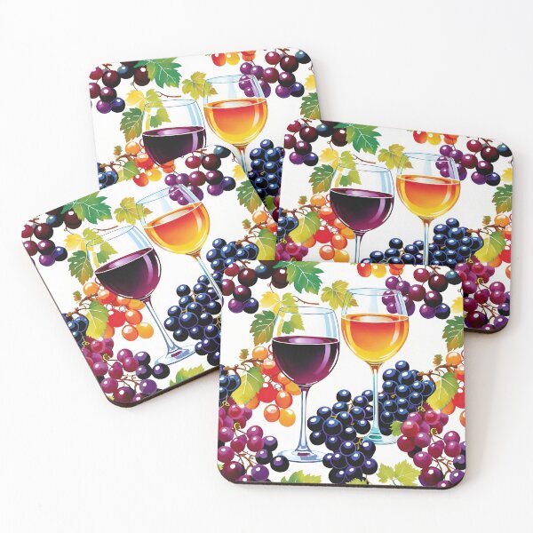 Item preview, Red And Golden Wine Surrounded By Lush Purple Grapes And Delicate Green Grape Leaves designed and sold by CarrollGene.