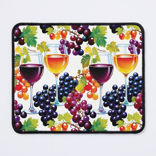 Item preview, Red And Golden Wine Surrounded By Lush Purple Grapes And Delicate Green Grape Leaves designed and sold by CarrollGene.