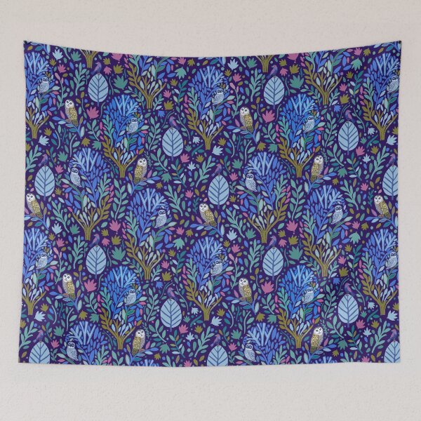 Item preview, Midnight Blue Garden of Owls designed and sold by Janet Broxon.
