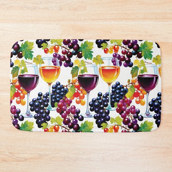 Item preview, Red And Golden Wine Surrounded By Lush Purple Grapes And Delicate Green Grape Leaves designed and sold by CarrollGene.
