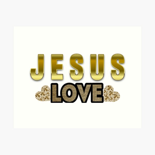 Item preview, Jesus Love Design - Gold Letters & Hearts Art designed and sold by ReneTesner.